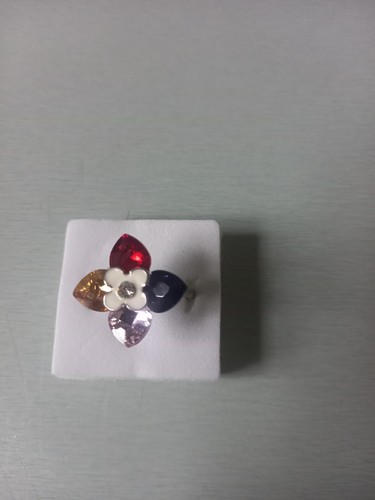 Chrome Hearts Bague Diamant Croix Florale Argent Métal Argenté ref
