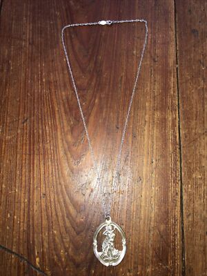 Creed Sterling Silver St Christopher 1.5  Medal Pendant & Sterling 19  Necklace