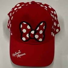 Red White Polka Dot Minnie Mouse Embroidery Disney Cap/Hat Matching Bow