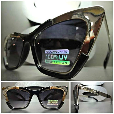 Lunettes De Soleil Rétro Style œil De Chat VINTAGE SPEXX Noir Argent - Photo 1/4