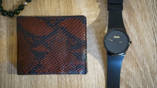 Genuine Leather Skin Calf Bifold wallet men fashion Moroccan natural handmade