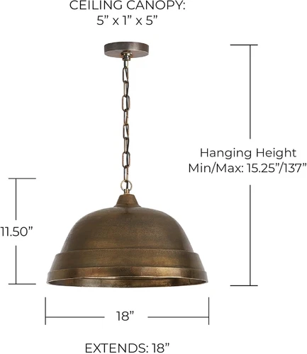 330311XB Sedona Handcrafted Sand-Cast Aluminum Industrial Metal Dome Pendant, 1- - Picture 3 of 12