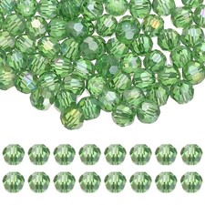 8mm Round Crystal Beads, 100 Pcs Glass Faceted Ball Bead, Grass Green