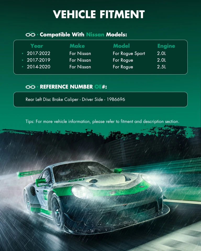 Pinzas de freno trasero izquierdo con soporte para NISSAN ROGUE 2011-2022 HOJA 2014-2022 Foto 3 de 4