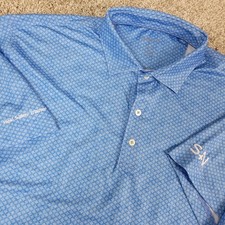 Johnnie O Mens 2XL Blue AOP Geometric Performance Stretch Golf Polo Short Sleeve