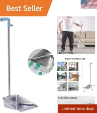 Long Handle Dust Pans Metal Heavy Duty Upright Broom Dustpan 35 Inch