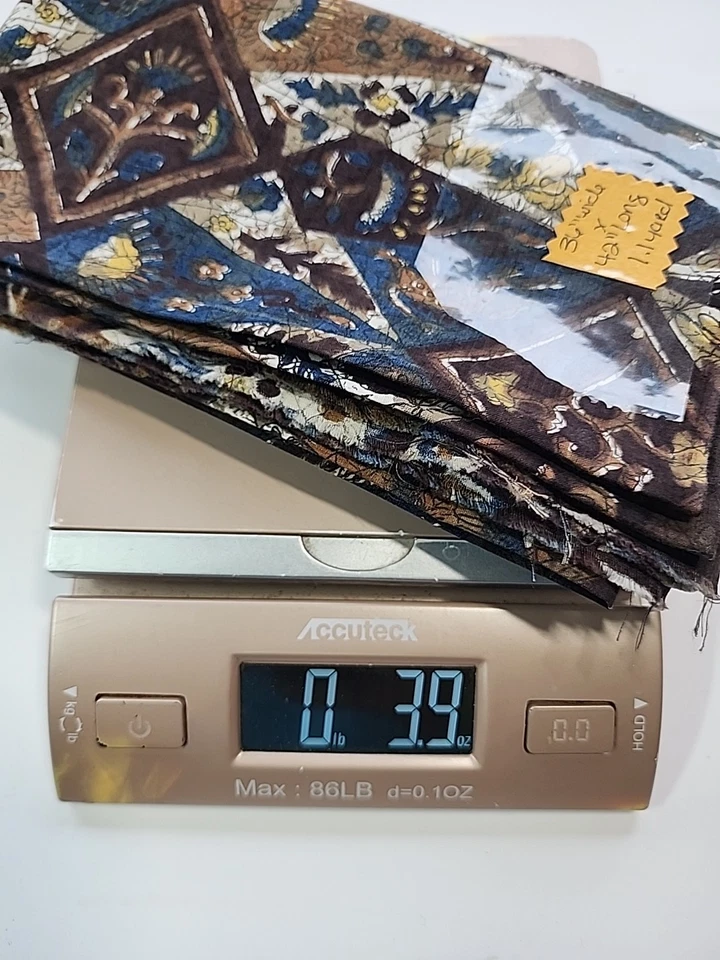 50s 60s Abstract Floral Animals Hand Block Print Fabric Vtg 36"w X 1.1yds Retro - Image 3 of 4