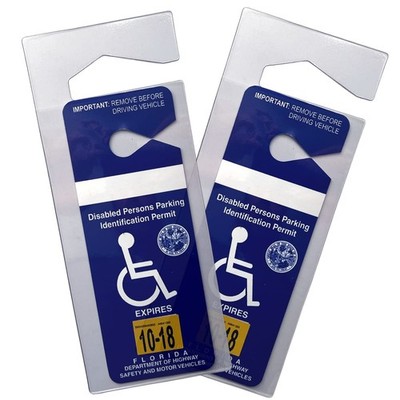 2 Pack - Clear Handicap Parking Placard Protective Holder - Rear View Mirror