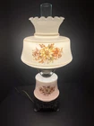 Vintage Floral 3 Way Hurricane Milk Glass Lamp