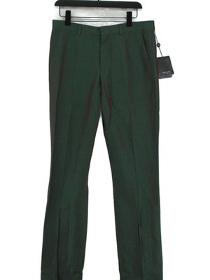 Paul Smith Herren Hose W 32 in Grün Leinen mit Baumwolle Chino Neu Mit Etikett