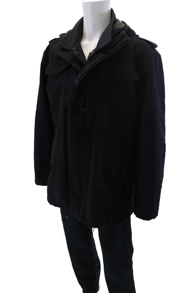 Rene Lezard 女式长袖纽扣分层重型外套蓝色 54 码 — 第 2/4 张图片