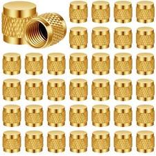 1/4 Flare Cap, Round Brass W/Neoprene O Ring Seal HVAC Valve Caps(50 Pcs)