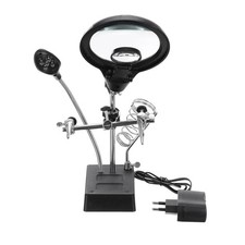 Solder Helping Hand Tool with 2.5X 7.5X 10X Magnifying Glass,2 Alligator Clip