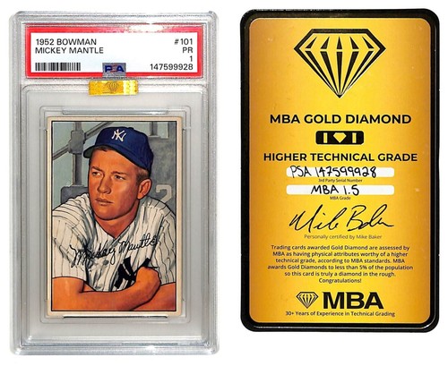 1952 Bowman Mickey Mantle MBA Gold Diamond #101 New York Yankees PSA 1