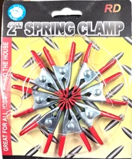 SPRING CLAMPS 8 PC.  2" INCH METAL SPRING CLAMP LOT OF 8 RED TIPS SMALL CLAMPS