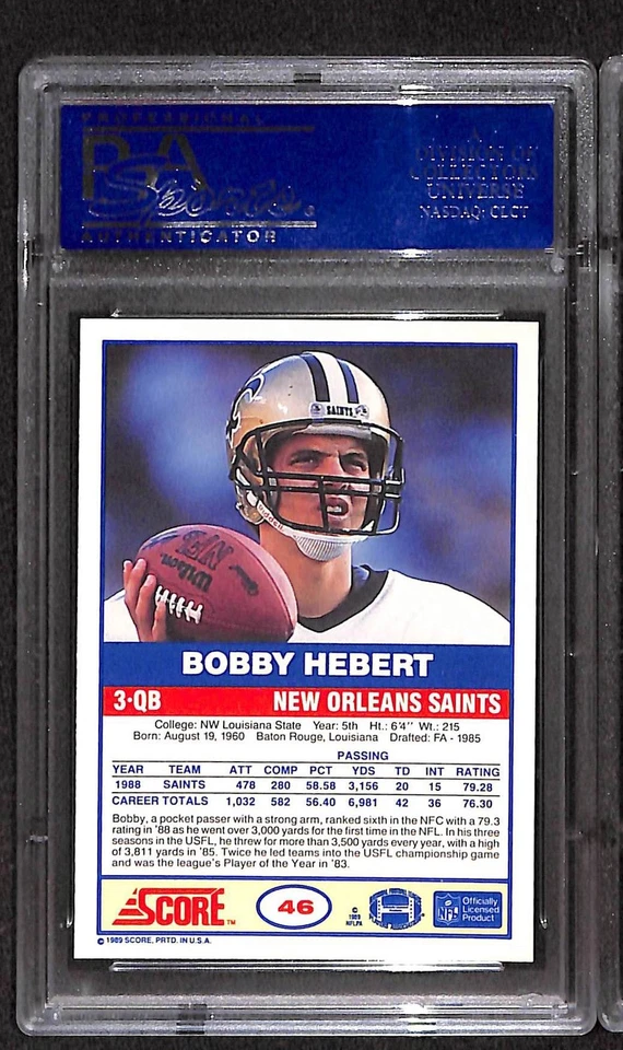 1989 Score #46 Bobby Hebert PSA 9 Mint 90258582  - Image 2 of 3