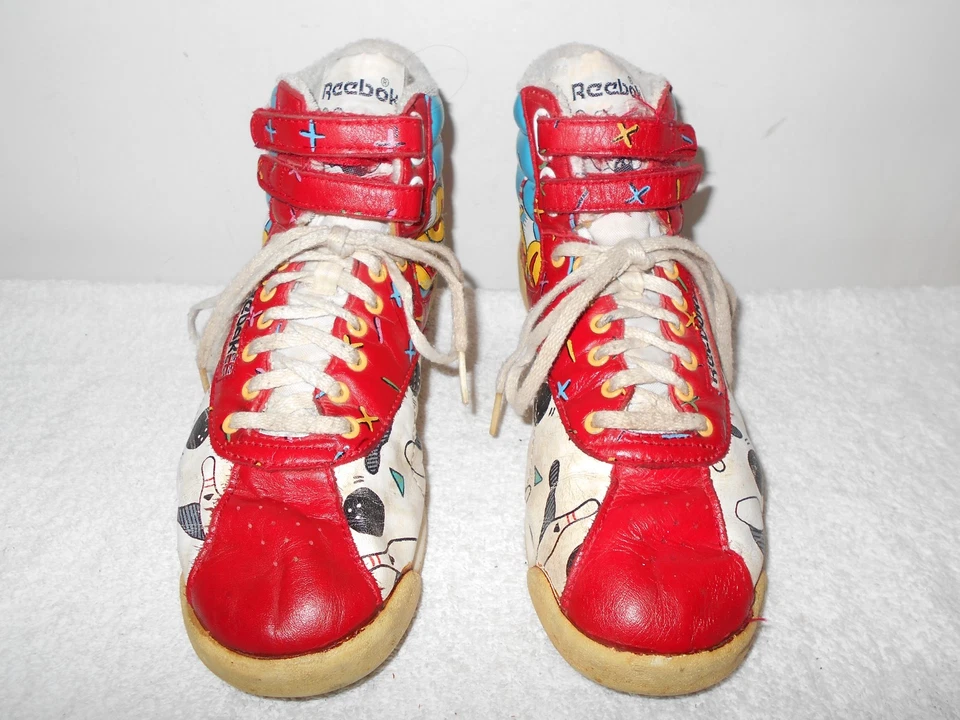 REEBOK ВИНТАЖНЫЙ 80-Х БОУЛИНГ АЛЛЕЯ ТЕМАТИЧЕСКИЙ ЖЕНЩИН США 8,5 HI-TOP СПОРТИВНАЯ ОБУВЬ - Изображение 2 из 4