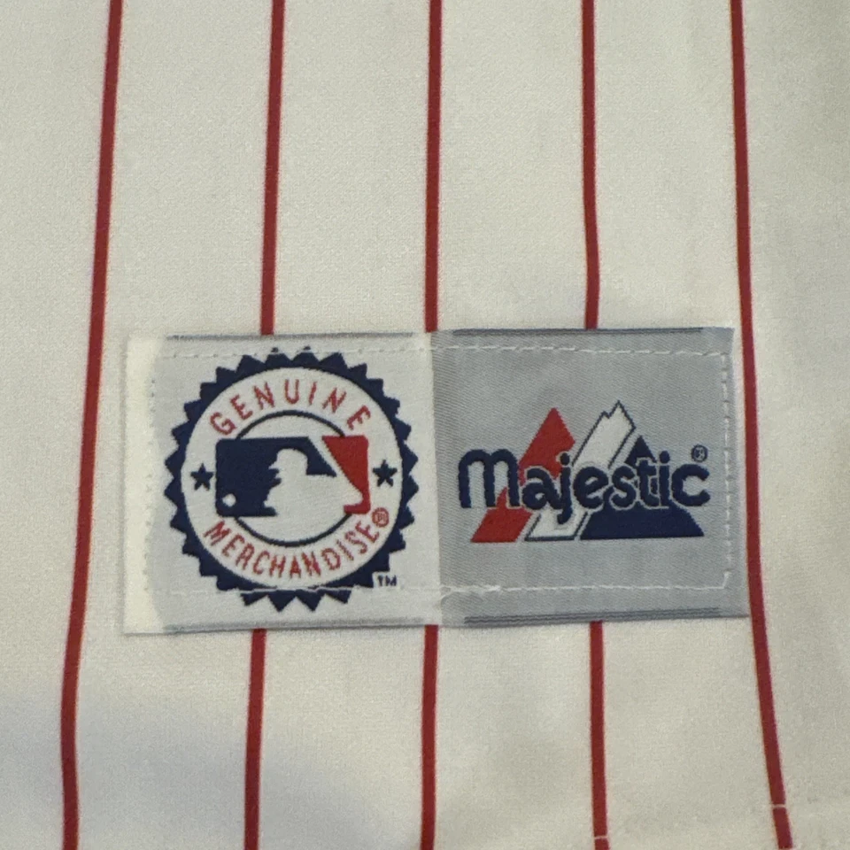 Vtg Cincinatti Reds KEN GRIFFEY JR Majestic Pin Striped MLB Jersey XL Stitched - Image 3 of 4