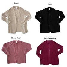 Member's Mark Women's Soft Chenille Open Front Pointelle Detail Cardigan