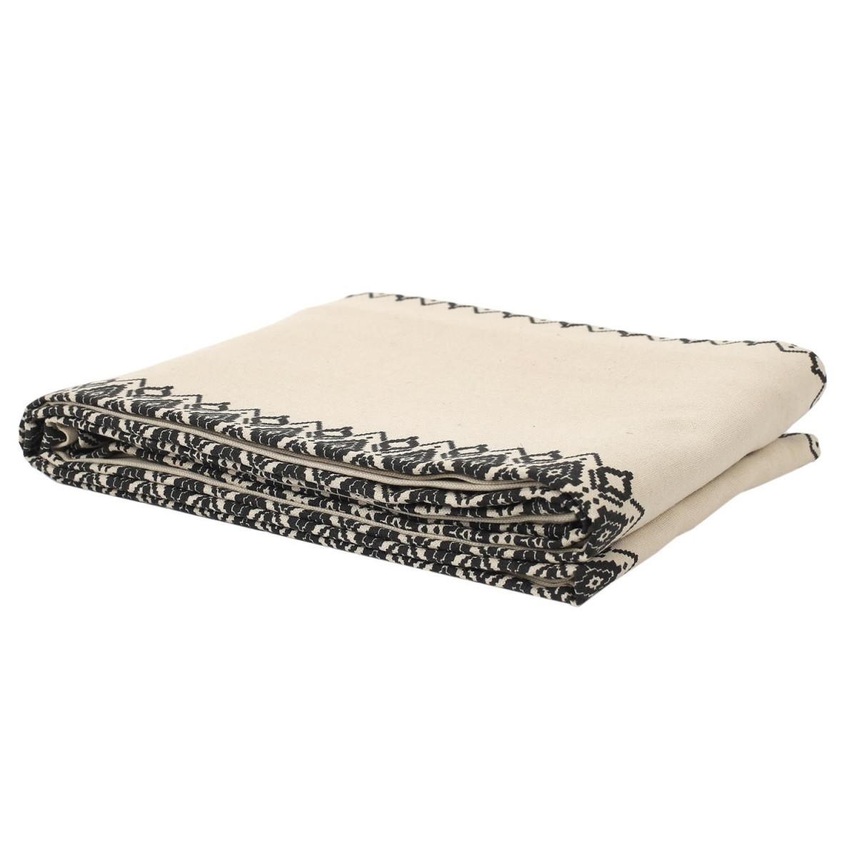 Nappe tissée ethnique beige 140x250cm en textile lourd aux finitions soignées