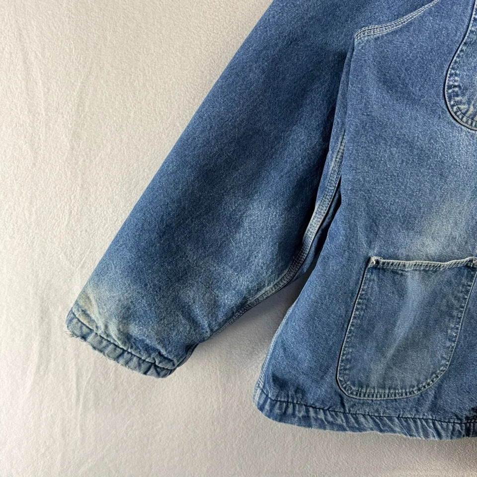 Abrigo Dickies Chore Vintage Para Hombre 2XL Azul Denim Desteñido Granero Pana Cuello Años 90 Foto 3 de 4