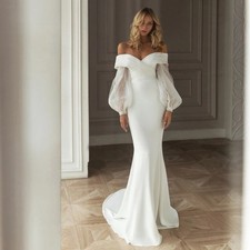 Sweetheart Mermaid Wedding Dresses Elegant Puff Sleeve Customized Bridal Gowns
