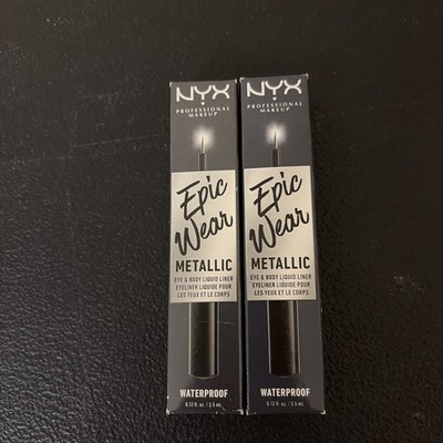 2PK NYX Epic Wear Metallica Eye & Body Liquid Liner ~ WATERPROOF ~ BLACK METAL