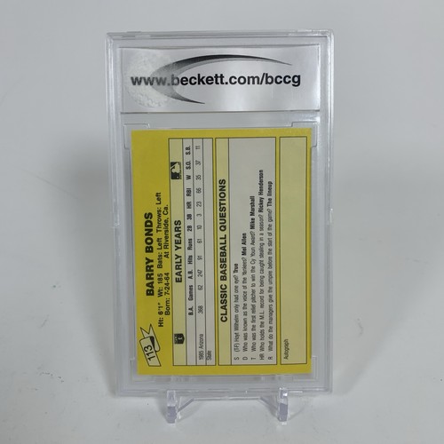 1987 Classic Update Yellow Barry Bonds RC Rookie #113 Graded Beckett BCCG 10 - Bild 2 von 2