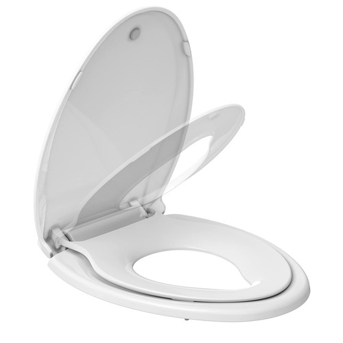 Toilet Seats Elongated, Toddler Potty Training Seat Built-In, Quiet-Close Lid...