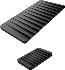 Self-Draining Silicone Dish Drying Mat and Silicone Soap Dish Holder for