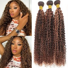 Xddnamei Jerry Curly Human Hair Bundles 24-28" Brazilian P4/30 12A Quick Weave