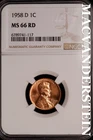 1958-D Lincoln Wheat Cent-NGC MS 66 Red Choice Gem BU No Reserve #SLK906