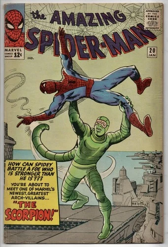 1965 Marvel Comics AMAZING SPIDER-MAN #20 1ST APP. SCORPION FN To FN+ No Pin-up