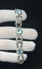 835 Silber Armband mit Spinell Art Deco Aquamarin Farben