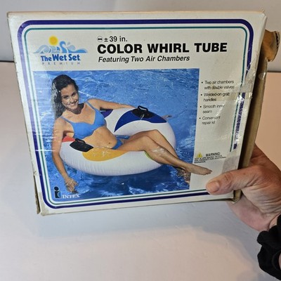 1996 39  New Intex The Wet Set Color Whirl Inflatable Tube with Handles Openbox