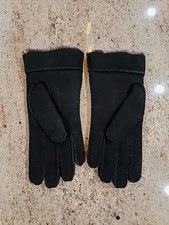 New Women's UGG Black Shearling Suede Leather Gloves Size M
