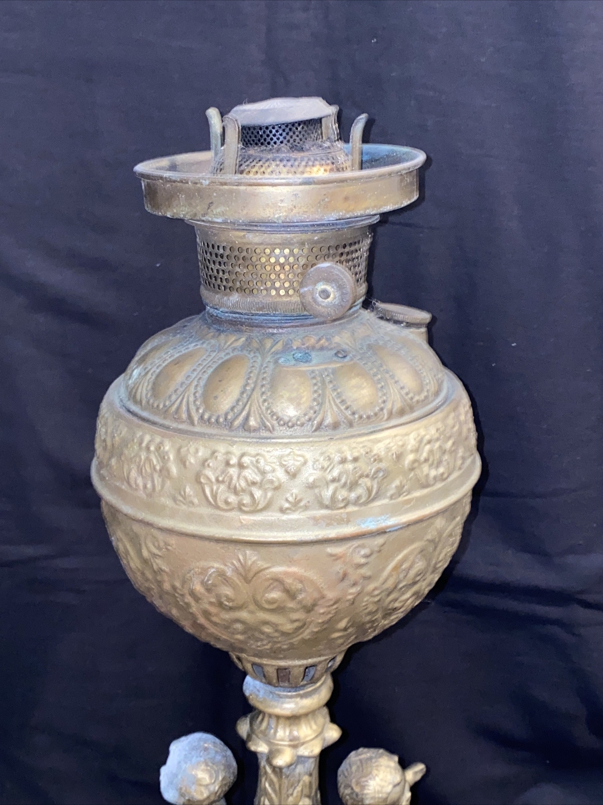 Antique Cherub Figural Oil Parlor Victorian Table Lamp eBay