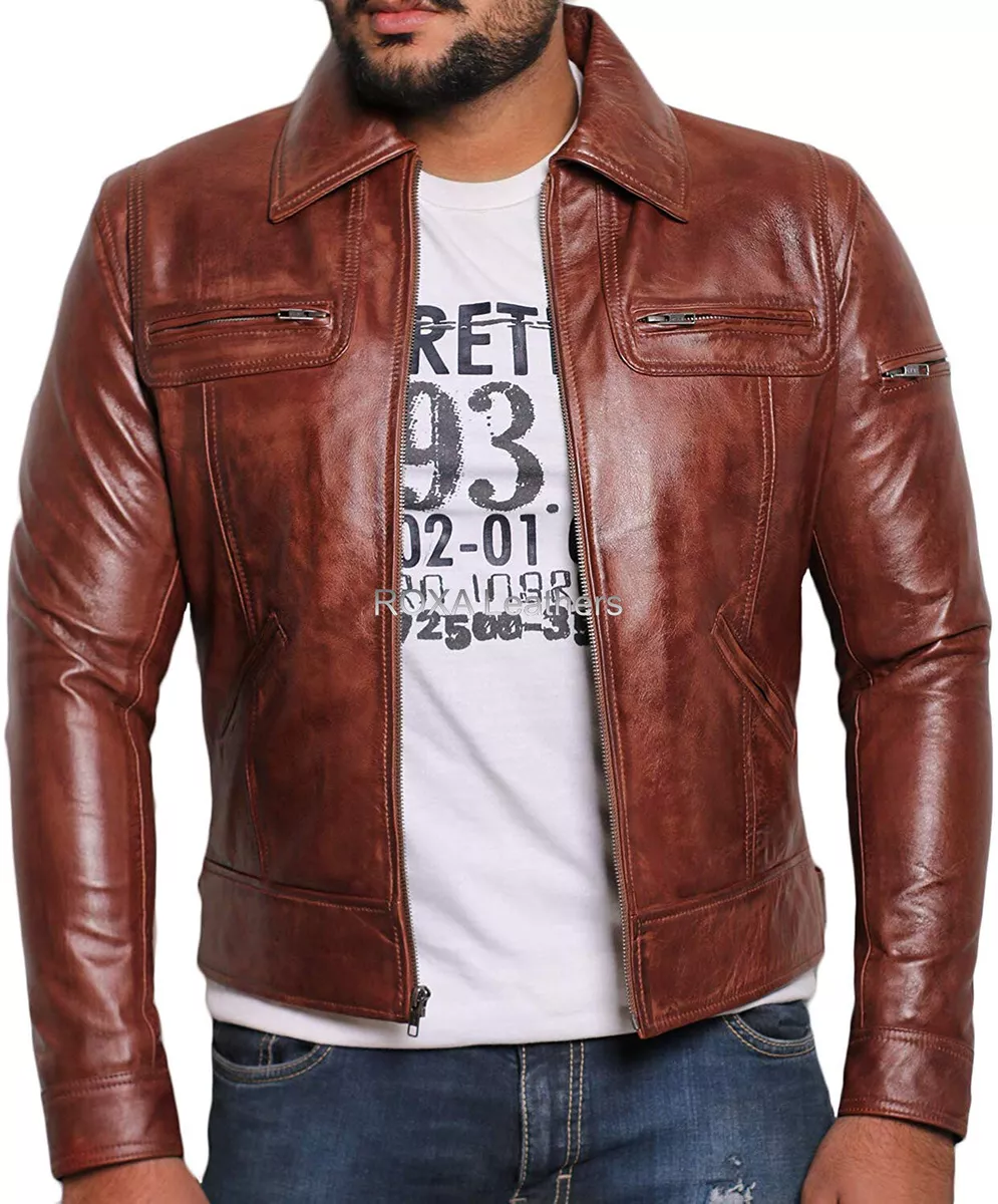 Luxury Men Slim Fit Genuine Lambskin Real Leather Jacket Rider