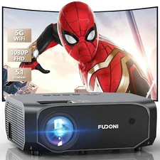 FUDONI Projector, 18000L Projector with 5G WiFi and Bluetooth Native 1080P 4K...