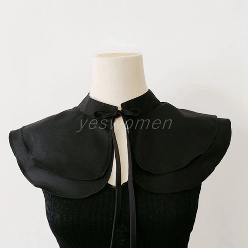 Women Cotton Dechable False Collar Neck Ruff Mini Cape Dickey Collar - Picture 6 of 11