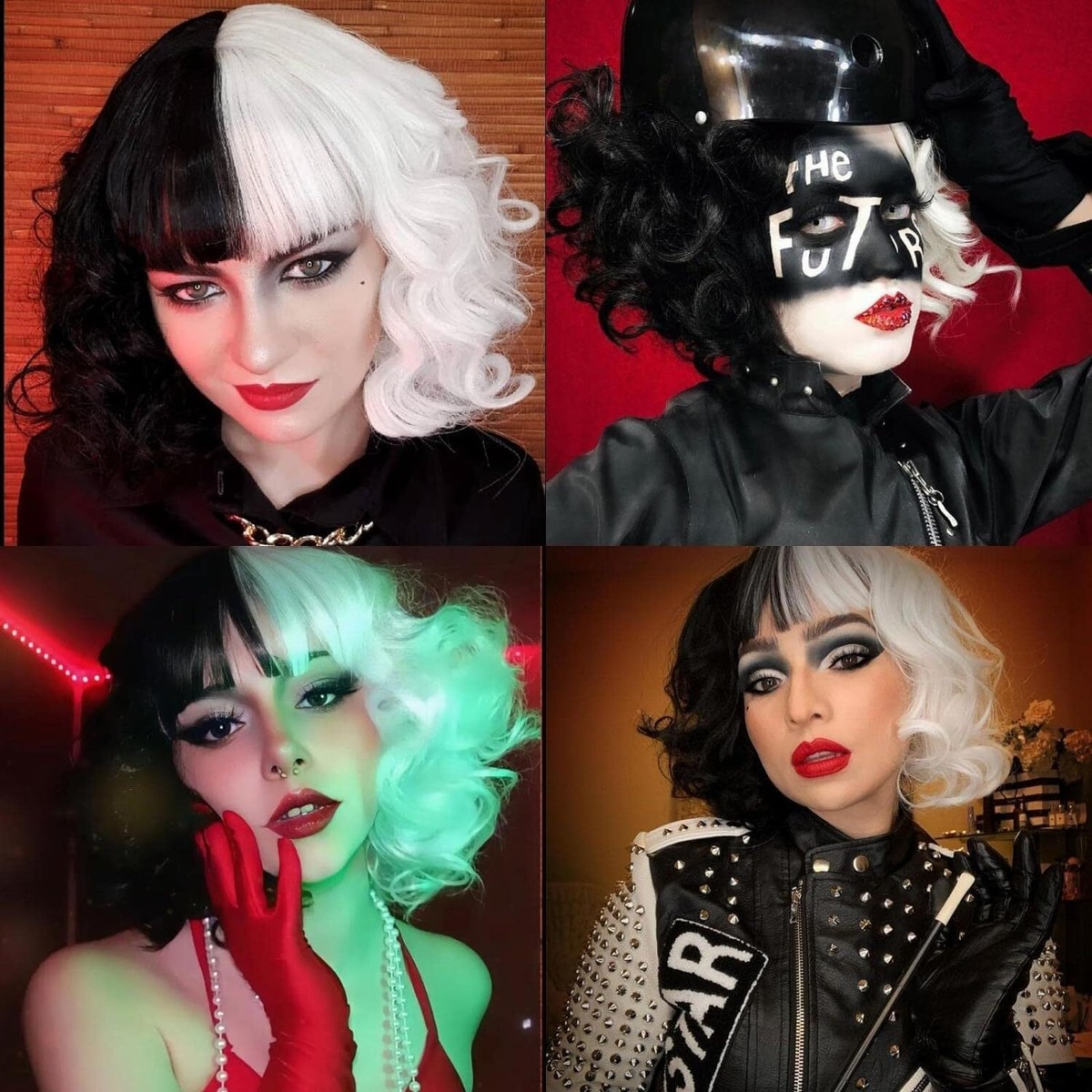 ?? 6PCS Halloween Bundle Cruella Cosplay Costume Party1920s Accessories Set Women main image 4