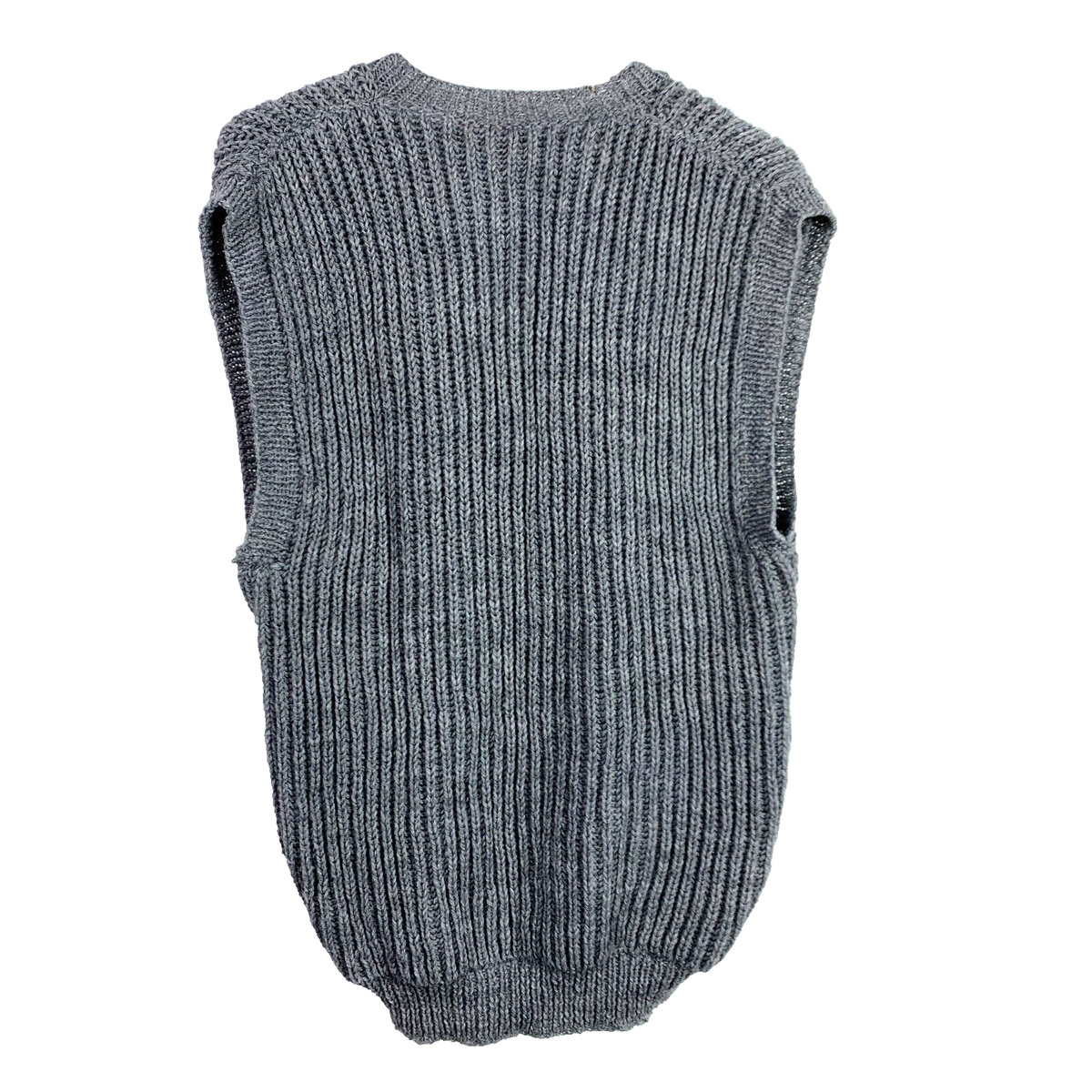 Vintage Handmade Soft Thick Knit Gray V-Neck Sweater Vest Chest 38