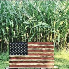 Rustic Wood Burned Flags