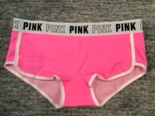 Victoria's Secret Pink Logo Trim Boyshort Panties Bubblegum Neon Pink L NWT