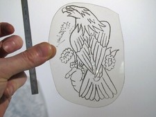 vtg 1960s 70s Tattoo Flash acetate stencil Eagle and Branch back view signed EA2