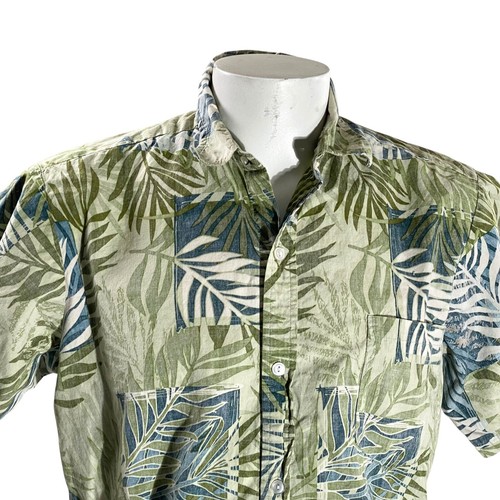 Malihini Hawaiian Shirt Large Floral Reverse Print Pale Green Blue - 第 1/7 張圖片