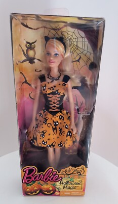 2014年バービーBarbieヴィンテージ  ハロウィン　セット Mattel Barbie Doll 2014 Halloween Magic Orange/Black Cat Dress