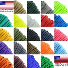 100 ft. 550# Type III Solid Color Paracord ~ Made in the USA