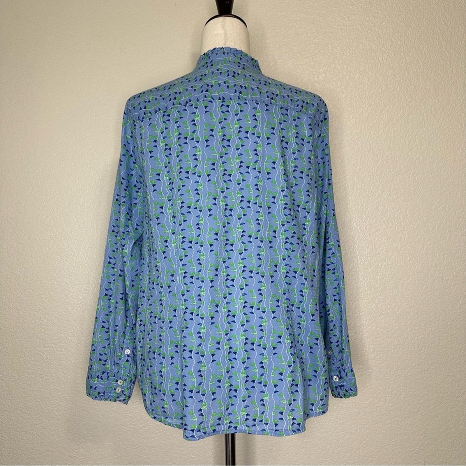 Talbots Periwinkle Blue Green Pattern Quarter Fro… - image 6