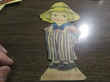 VINTAGE - TO A GOOD LITTLE GIRL I KNOW -  7 INCH ORIGINAL STANDING PAPER DOLL 